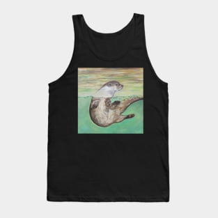 Playful River Otter Painting Tank Top